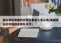 硅谷做区块链的公司主要有几家公司[美国硅谷区块链技术团队名字]