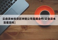 云启资本投资区块链公司是国企吗[云启资本 百度百科]